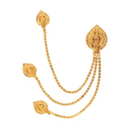 sanjog Impressive American Diamond Rhinestone Gold Party Maroon Stone With Hanging Chain Brooch For Men (Style 3) image 2