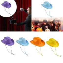 myaddiction Western Cowboy Hat Versatile with Chin Strap for Women Men Photo Props Party Violet image 1