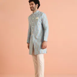 kisah Cotton Blend Sherwani Trouser Set for Men | Indo-Western Mens Ethnic Wear for Weddings and Functions | KA-7074-T301 image 2