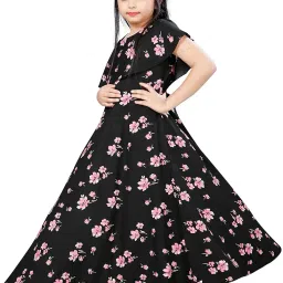 aarya designer Women Crepe Printed Boat Neck Full Lenth Gown || Stylish Gown for Girls || Full Length Gown for Women & Girls image 1