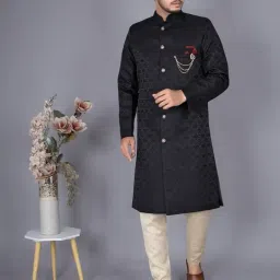 amzira Men's Ethnic Wear Black Traditional Indo Western Set (L Size) - Stylish Kurta and Dhoti with Elegant Design, Ideal for Festive Occasions and Special Events, Comfortable and Trendy Fit image 1