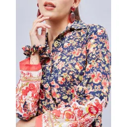 winered Women Navy Blue Border Print Co-Ord Set image 5