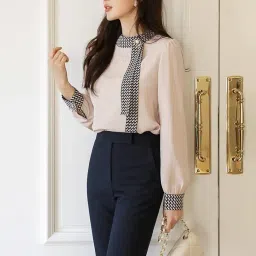 gg style Women Western Printed Cuff Collar Tops image 2