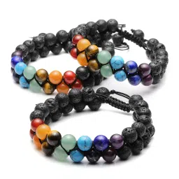 top plaza Bead Chakra Bracelet 7 Chakras Healing Crystals Bracelet Yoga Stone Beads Bracelets Meditation Relax Anxiety Bangle for Womens Mens image 4
