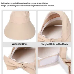 mtroyaldia Sun Hats for Women Wide Brim Visor UV Protection Hat for Beach Summer Packable Hat Beige image 2