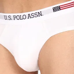 u.s. polo assn. Men Solid Cotton Spandex I650 Briefs - Pack of 1 image 3