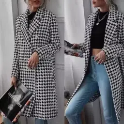 kacheeg Women's Long Woollen Trench Coat Lapel Overcoat for Autumn and Winter Daily or Office Use image 4