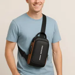 spiffy SMALL Size Waterproof Polyester Crossbody Sling Bag, Anti Theft Chest Backpack for Men & Women, College Bag, Shoulder Travel Bagpack for Outdoor Work, Hiking image 3