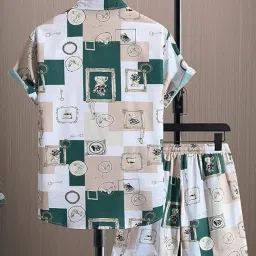 chandr fashion Co Ord Set for Men | Pyjama Set for Men | Beach Wear Summer Wear Short Pajama Set || Sleepwear Loungewear Shirt & Shorts Combo image 1