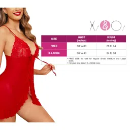 xs and os Women's Lace & net Floral Above knee Babydoll Lingerie image 4