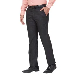 park avenue Men Smart Fit Plain Pattern Poly Viscose Blend Pleatless Formal Trouser image 2