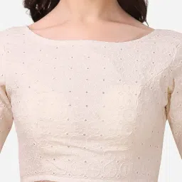 oomph! Stretchable Half Sleeve Readymade Blouse for Women, Regular Lycra image 4