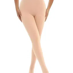 High Waist Thermal Compression Leggings, Nude Beige, Body Shaping Tights Pack of 2 image 1