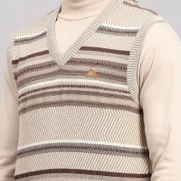 monte carlo Mens Striped V Neck Sleeveless Sweater (1243207SL) image 5