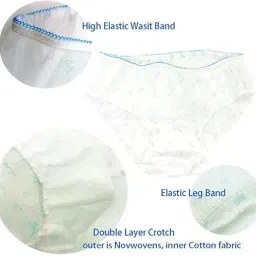 SassyVilla Disposable Panties for Women Double Layered Travel Maternity Period Spa Saloon Innerwear use and Throw Panty Disposable Panty After delivery White image 3