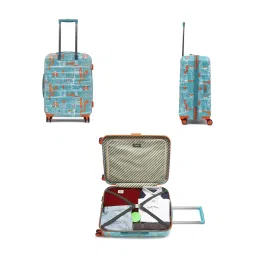 uppercase Jfk Trolley Bag Set Of 2 (S+M)|Hardsided Polycarbonate Cabin & Check-In Printed Trolley Bag|8 Wheel Speed_Wheel Suitcase For Men & Women|2000 Days Warranty (Teal Blue), 65.5 Centimeters image 1