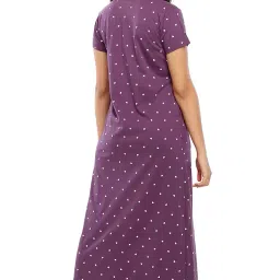 zeyo Women's Cotton Heart Printed Long Nighty 5627 image 3