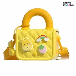 crafty khoobie Sling Bag for Kids | Cute Stylish Handbag for Girls | Small Silicone Purse | Mini Cartoon Bag for Daily Use | Casual Coin Pouch for Earphones & Keys Cute Stylish Handbag Purse for Kids (CKB-03) image 3