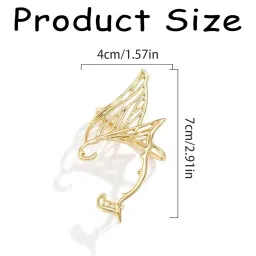 bcnjepin 2 Pairs Elf Ears Adult, Clip on Earrings, Elf Ear Cuffs, Butterfly Elf Earrings, Silver and Gold Fairy Ear Accessories for Cosplay, Parties, And Gift Giving, Cuff Earrings for Women Girls image 1