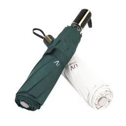 ameedarshan 3 Fold UV Sunshade & Rain Block Folding Umbrella, Pocket Fashion Outdoor Double Layer Umbrella with Cover, Perfect Umbrella for Men & Women,8-Ribs, image 3