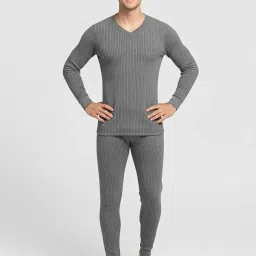 lux cozi HEATEK Charcoal Melange V Neck Full Sleeves Thermal Top for Men |Style 333 |Ultra Soft, Extra Warm | Pack of 1 image 5