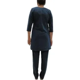 melini Womens Cotton Printed 3/4 Sleeve Night Suit-Navy Blue image 2