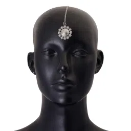 shreyadzines Ethnic Wedding Bridal Garba Navratri Sale Oxidized Silver Maang Tikka Tika Jewellery for Women and Girls image 2