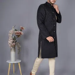 amzira Men's Ethnic Wear Black Traditional Indo Western Set (L Size) - Stylish Kurta and Dhoti with Elegant Design, Ideal for Festive Occasions and Special Events, Comfortable and Trendy Fit image 4