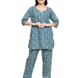 kbnbj Cotton Printed Co-Ord Set for Women - Nightwear Pajama Set with Pockets | Soft & Breathable Two-Piece Outfit for Sleep & Lounge image 3