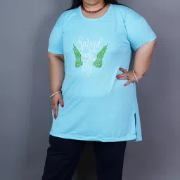 wako Women Plus Size Cotton Night Suit Half Sleeve Round Neck Graphic Printed T-Shit and Pyjama Loose Fit Daily Use Night Wear image 2