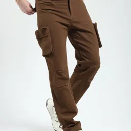 rock.it Rock It House of Monte Carlo Men's Straight Fit Cargo Pants | Solid Pattern Casual Trousers | Button Closure | Stylish & Comfortable Everyday Wear Cargo for Men's image 2