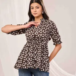 futra gabha Brown Base Cotton Printed Top - Chic and Comfortable for Everyday Wear image 4