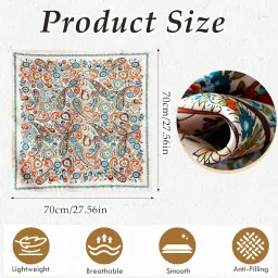 coolshef Silk Satin Square Scarf for Women 70x70cm – Stylish Print Head Neck Scarf Bandana Neckerchief, Soft Lightweight Hair Accessory for Daily or Office image 1