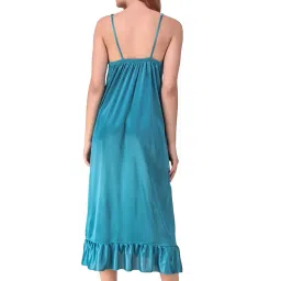 romaisa Women's Satin Solid Maxi Length Nighty with Robe (Size - Free Size) (Nightwear Set Pack of 2) image 2