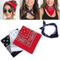 deergh enterprise Unisex Soft Breathable Cotton Paisley Printed Cowboy Bandanas,Headband,Scarf (BLACK,RED,WHITE_50CM X 50CM_Pack of 3) image 2