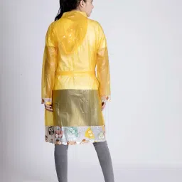 minister Rainwear Fire N Ice PVC Short Raincoat for Women with Belt & Pockets | Transparent Knee-Length Waterproof Rain Coat with Printed Detail | Stylish Monsoon Wear image 5