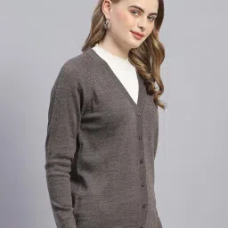 monte carlo Womens Solid V Neck Full Sleeve Wool Casual Sweater (1230709VN) image 2