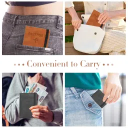 hadrnahkb Passport Holder Cover Wallet Case Leather Card Case Passport Book Holders Travel Must Haves Travel Accessories, Black + Brown image 5