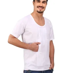 eraa Men's Regular Fit Cotton Pocket Vest/Baniyan - White Color, Size 85cm/M, Soft and Comfortable (Pack of 2) image 2