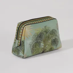 Pure Home + Living Green Como Printed Faux Leather Vanity Pouch - Small for Women, Stylish Pouches for Makeup Accessories Travel,Makeup,Vanity Case,Jewellery Pouch,Toiletry Make up Bag (Pack of 1) image 4