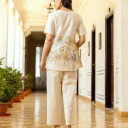 skylee Women's Co Ord Set | Floral Printed Cotton Blend A-Line Co Ord Set | Latest Two Piece Ethnic Set image 1