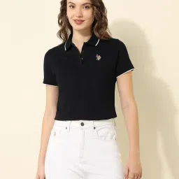 u.s. polo assn. Women's Cotton Solid Regular Fit Polo Shirt image 1