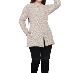 fashstore Womens Winter Wear Woollen self Design Long Regular Round Neck Sweater image 3