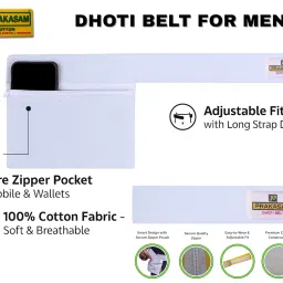 prakasam cotton Men's Cotton Canvas dhoti Belt/Zip pouch dhoti belt For Men's image 2