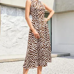 fashion dream Women’s Cotton Blend Printed Calf Length Dress|Printed Dress|Midi Dress|A-line Dress|Printed Calf Length Dress image 2