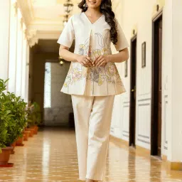 skylee Women's Co Ord Set | Floral Printed Cotton Blend A-Line Co Ord Set | Latest Two Piece Ethnic Set image 3