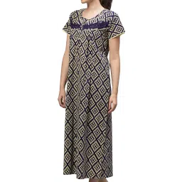 av2 Cotton Women Printed Feeding | Nursing | Maxi Maternity Nighty 7182 image 2