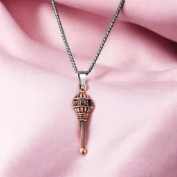 m men style Hindu Lord Bajrangbali Hanuman idol Monkey God of Devotion Locket With Link Chain Silver Zinc Metal Pendant Necklace For Men And Women image 3