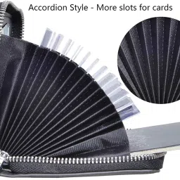 vogard RFID 12 Card Slots Leather Credit Card Holder Small Zipper Card Case Wallet for Women & Men (POP69-Brown) image 1