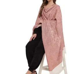 pashtush Women's Jamawar Reversible Shawl, Ivory image 4